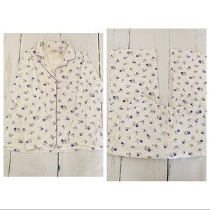 Adonna Purple Off White Pajama Set Size Medium